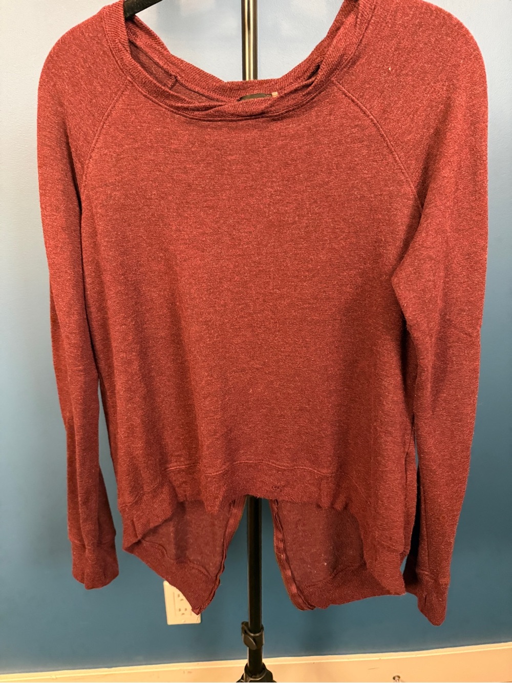 H by bordeaux Burgandy Red Scoop Neck Knit Sweater